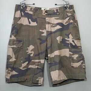 Old Mill Camo Shorts Mens Size 38 Green Woodland Cargo Baggy Skater Y2K Grunge